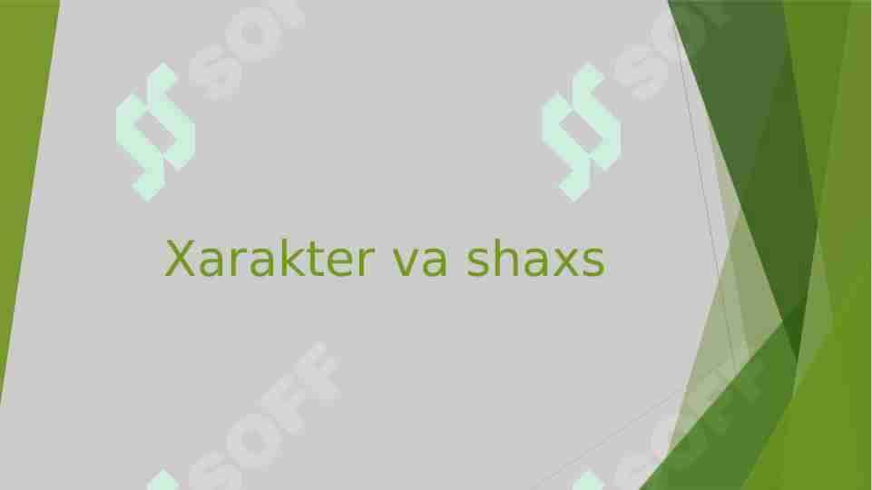 Xarakter va shaxs