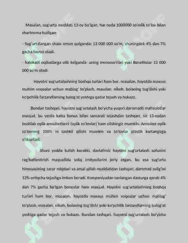 Xayot sug'urtasi 2