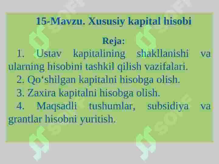Xususiy kapital hisobi 2