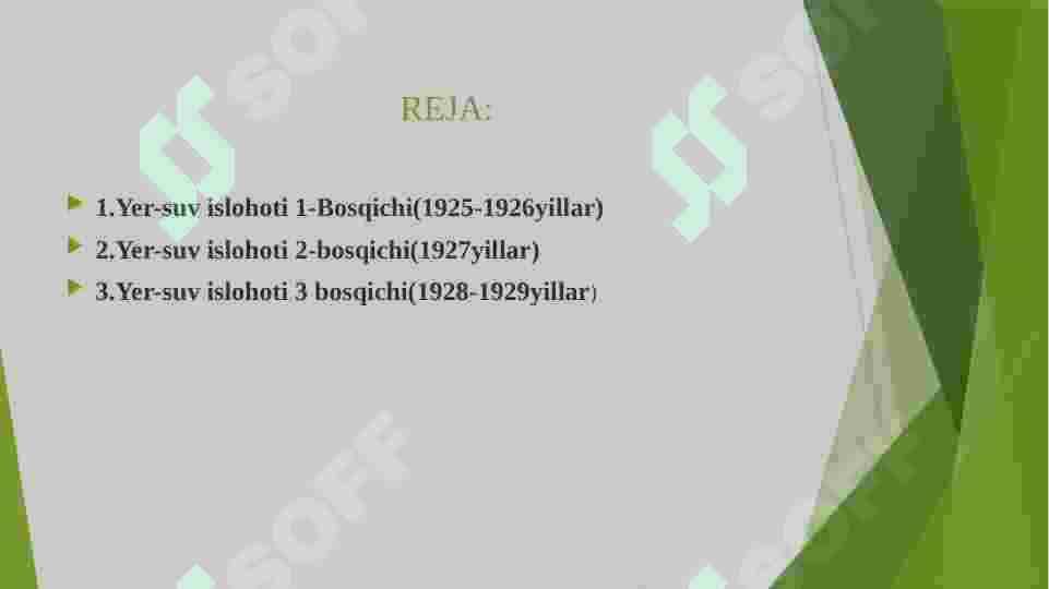 O’ZBEKISTON SSRDA YER-SUV ISLOHOTI 2