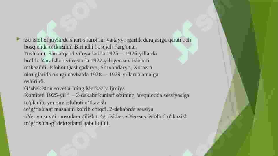 O’ZBEKISTON SSRDA YER-SUV ISLOHOTI 7