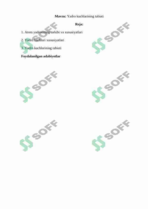 Yadro kuchlarining tabiati 1