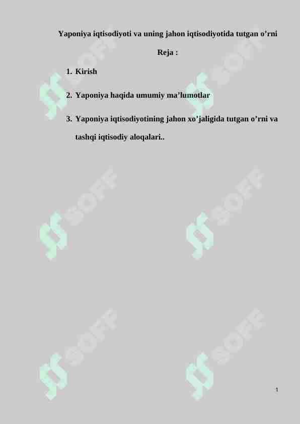 Yaponiya iqtisodiyoti 1