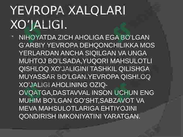 YEVROPA XALQLARI | 7-sinf jaxon tarixi fani darsligi asosida 7
