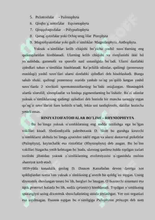 Yuksak o`simliklar taksonomik tarixi 4