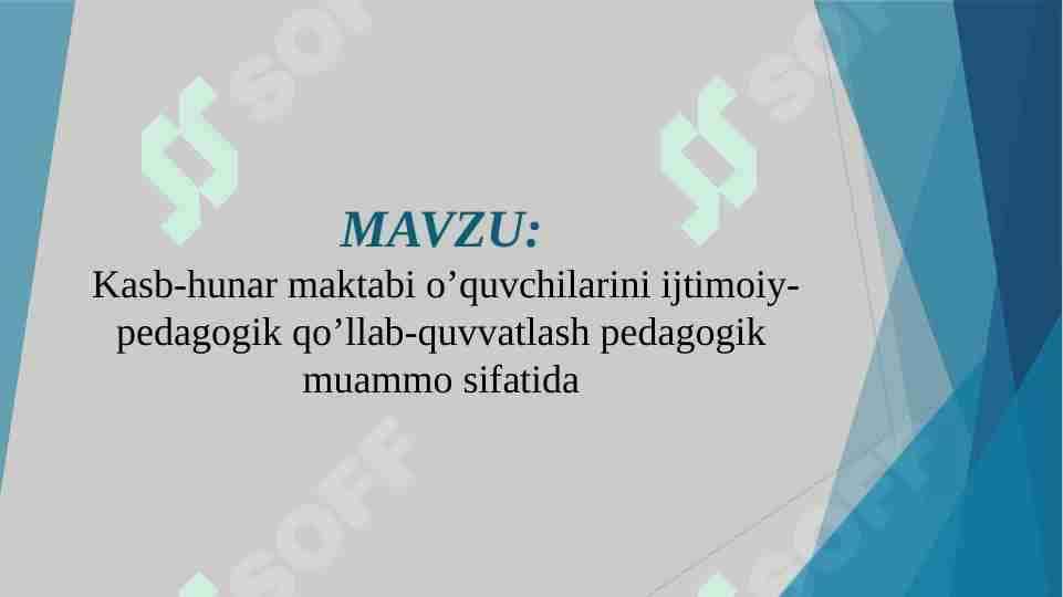 Kasb-hunar maktabi o’quvchilarini ijtimoiy-pedagogik qo’llab-quvvatlash pedagogik muammo sifatida (YUNOGOGIKA)
