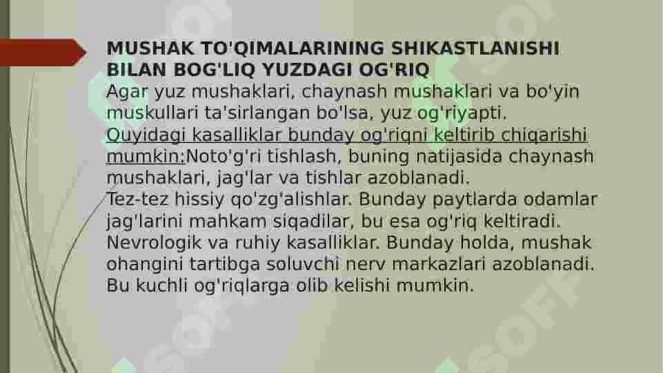 Yuzdagi og'riq 2