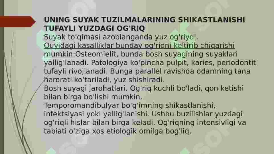 Yuzdagi og'riq 4