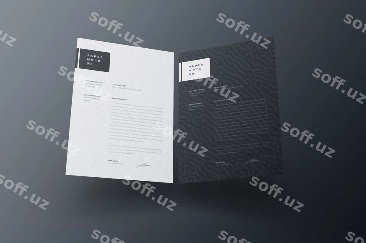 A4 flyer pochtasi mockup psd shabloni | A4 flyer letterhead mockup psd template 1