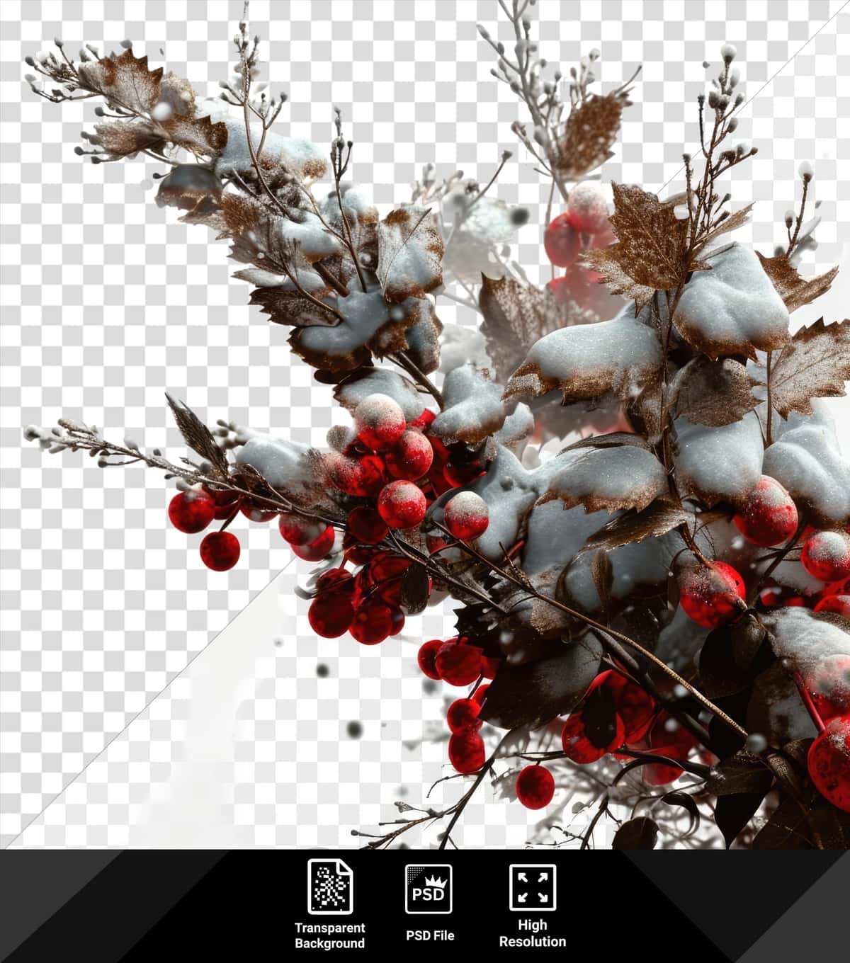 Qishki element vositasi qizil rezavorlar filiali | Winter item tool red berries branch 1