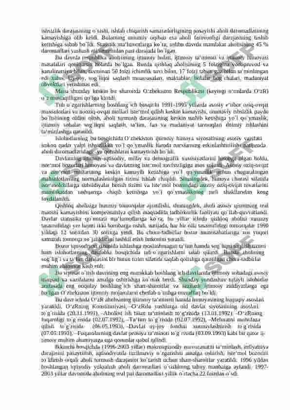 . IJTIMOIY SOHADA DAVLAT SIYOSATINING TAKOMILLASHIB BORISHI VA AHOLI FAROVONLIGINI OSHIRISH TADBIRLARI. 3