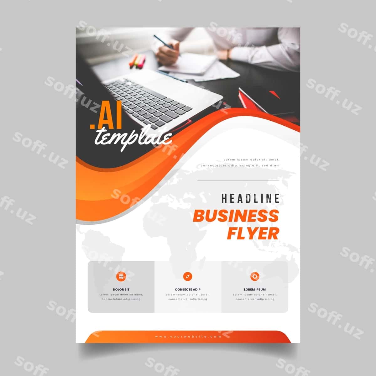 Abstrakt biznes floyer rasm bilan | Abstract business flyer with photo 1