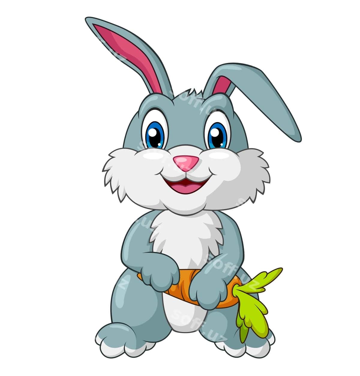 Sevimli tulki sabzini tutgan karyakatur | Adorable rabbit holding carrot cartoon 1