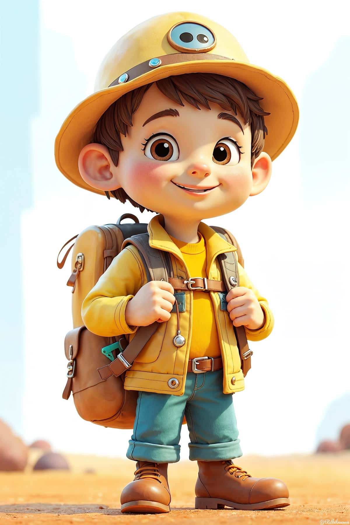 Xalta shlyapasi kiygan sarguzashtchi yosh tadqiqotchi | Adventurous young explorer with backpack hat 1