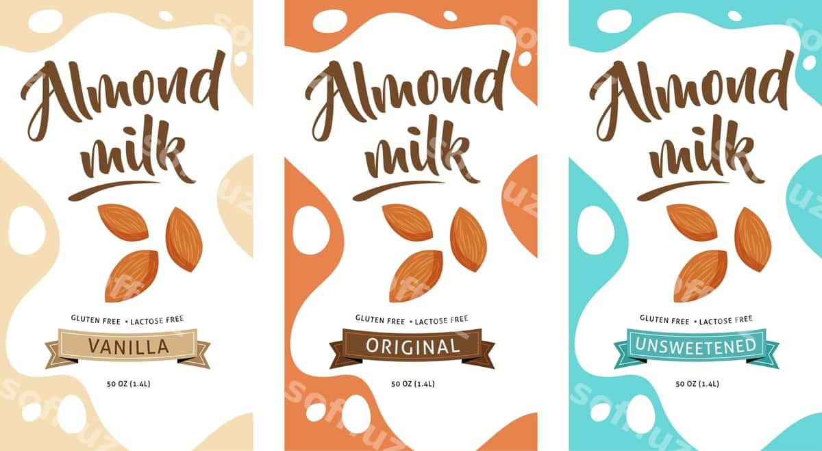 Badem sut illustratsiyasi paketi | Almond milk illustration package 1