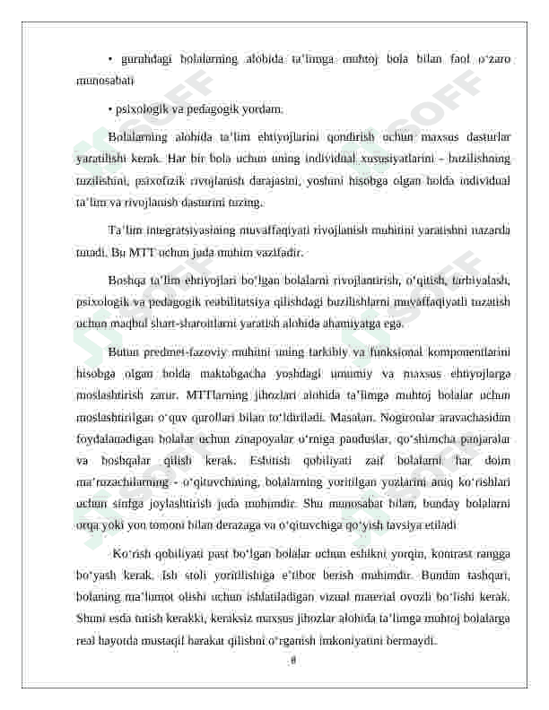 Alohida yordamga muhtoj bo‘lgan bolalar kamchiligini aniqlash, tashxis qo‘yish, maktabgacha ta’limga yo‘naltirish 8