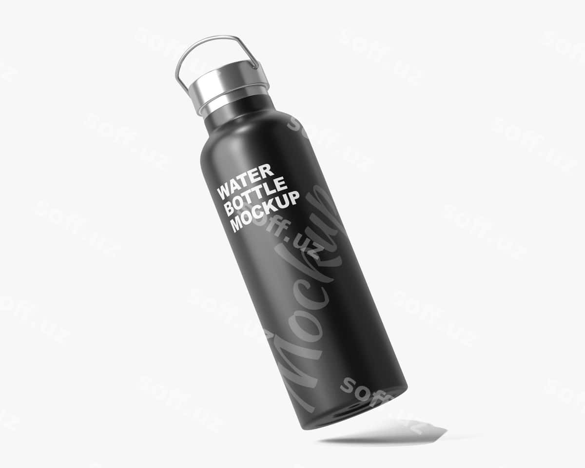 Aloyuminiy izolyatsiya qilingan suv shisha namunasi | Aluminum insulated water bottle mockup 1
