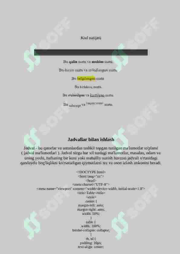 HTMLda Formatlash teglaridan foydalanish 3
