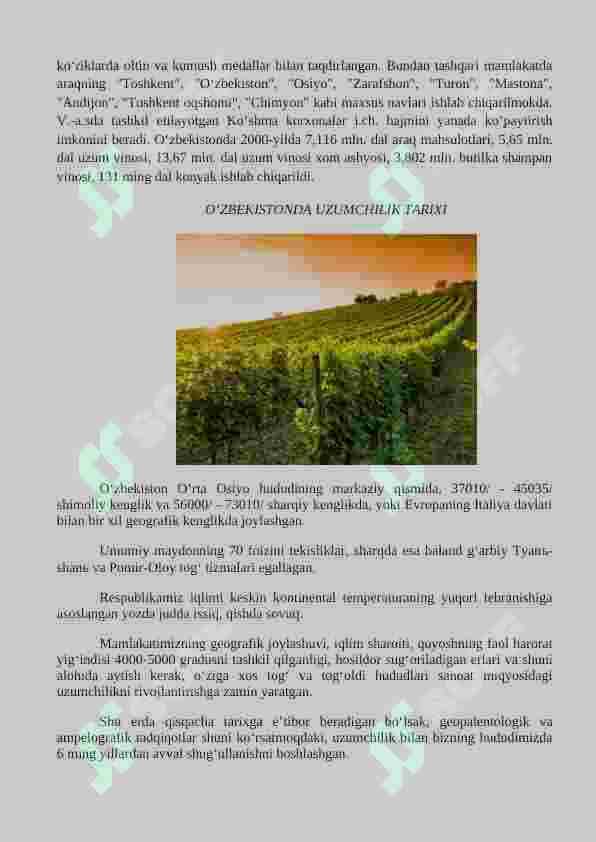 vinochilik texnalogiyasi, bijg'ish mahsulotlari va alkagolsiz ichimliklar texnologiyasi yonalishi talabalari uchun amaliyot hisoboti 6