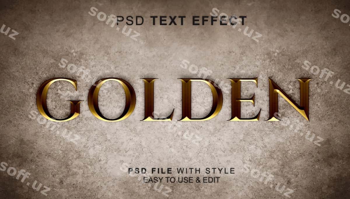 Qadimiy oltin psd matn effekt | Ancient gold psd text effect 1