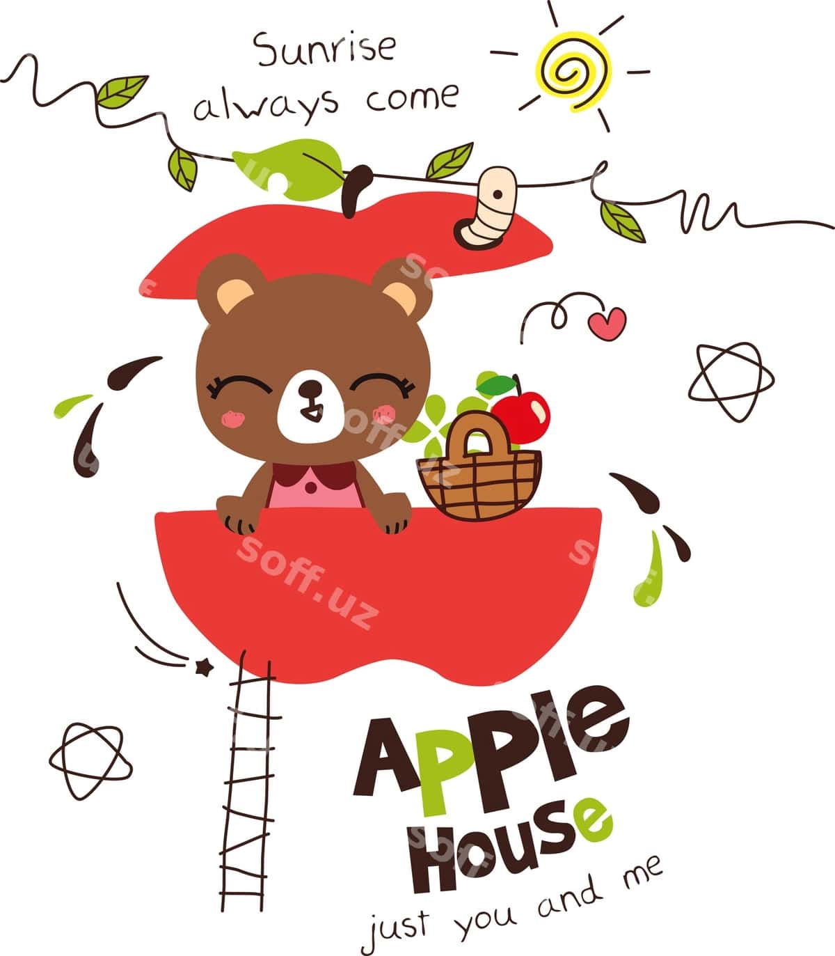 Apple uy qizil chizgi ijodiyatı | Apple house red doodle 1