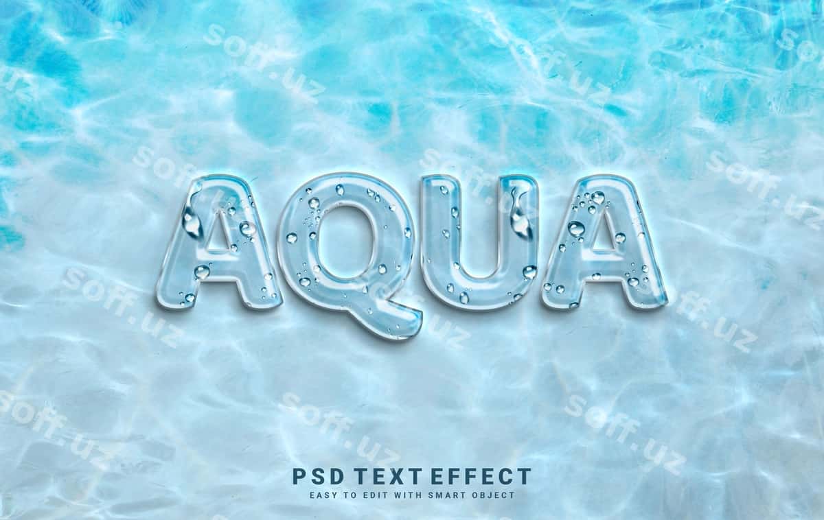 Akva matn effekti | Aqua text effect 1