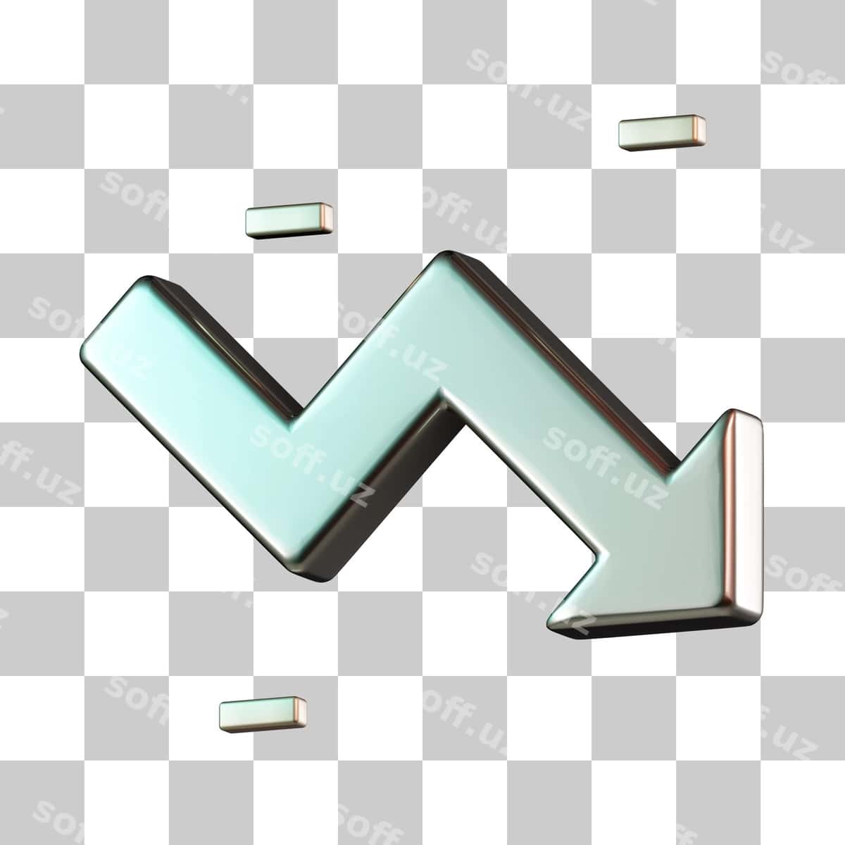 O'stir pastga sxema 3d ikon | Arrow chart down 3d icon 1