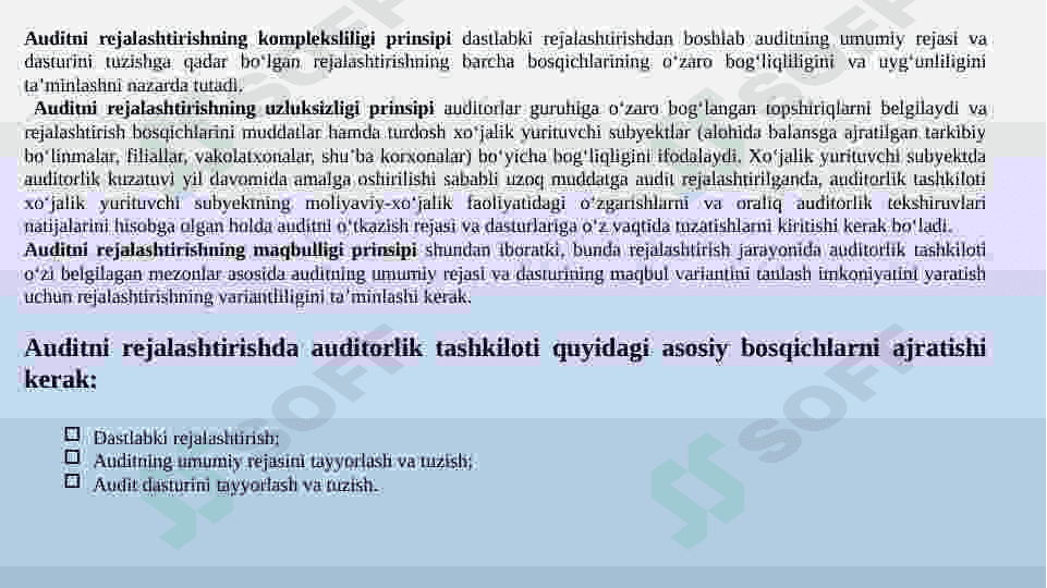 Auditni rejalashtrishninig bosqichlari 4
