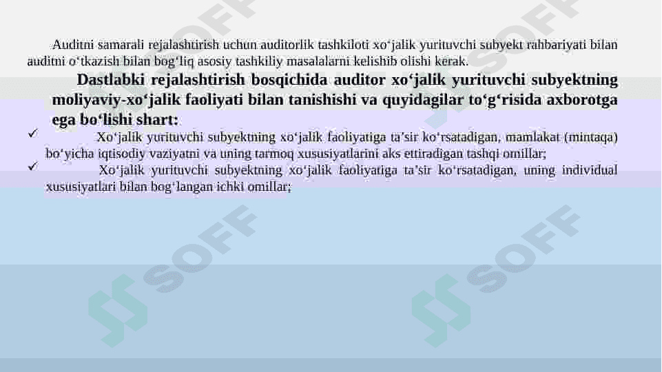 Auditni rejalashtrishninig bosqichlari 8