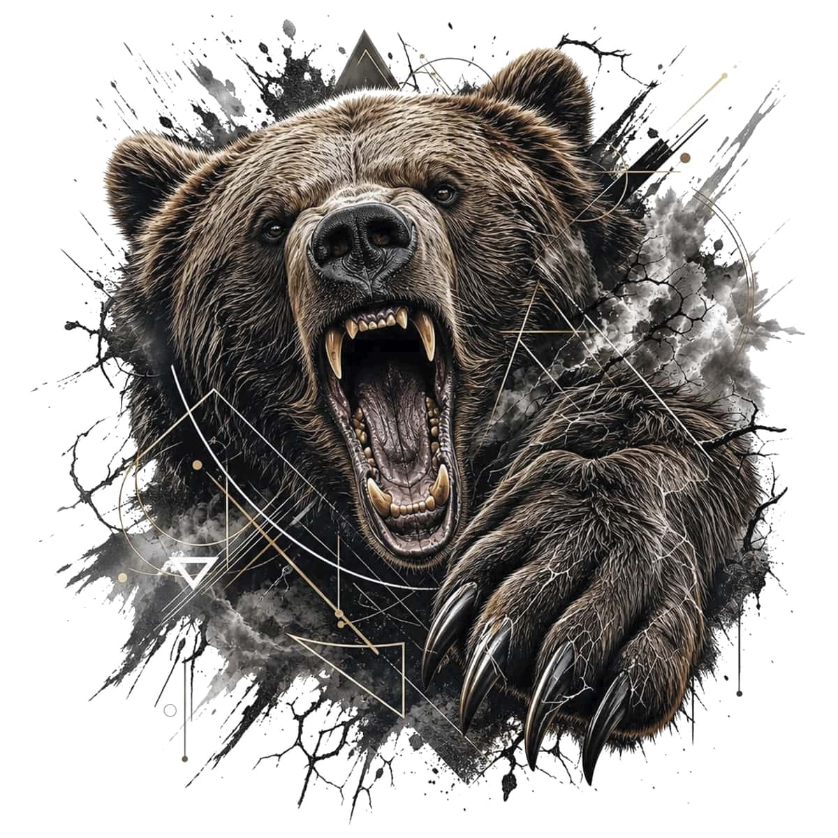 G'azablangan ayiq illyustratsiyasi (Print va Logotiplar uchun). Angry Bear Vector Illustration 1