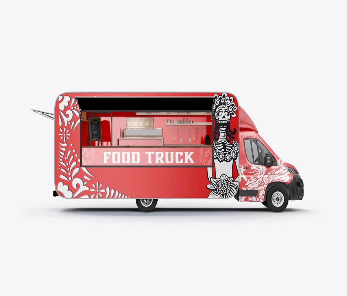 Oziq-ovqat yuk mashinalari karvon maketi | Food truck caravan mockup 1