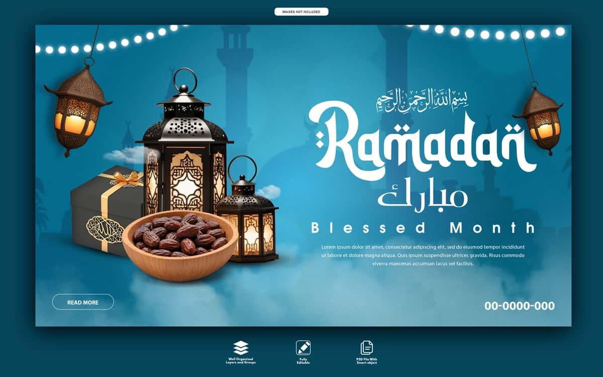 Ijodiy Ramazon tadbiri targ'ibot banneri bepul psd | Creative ramadan event promotion banner free psd 1
