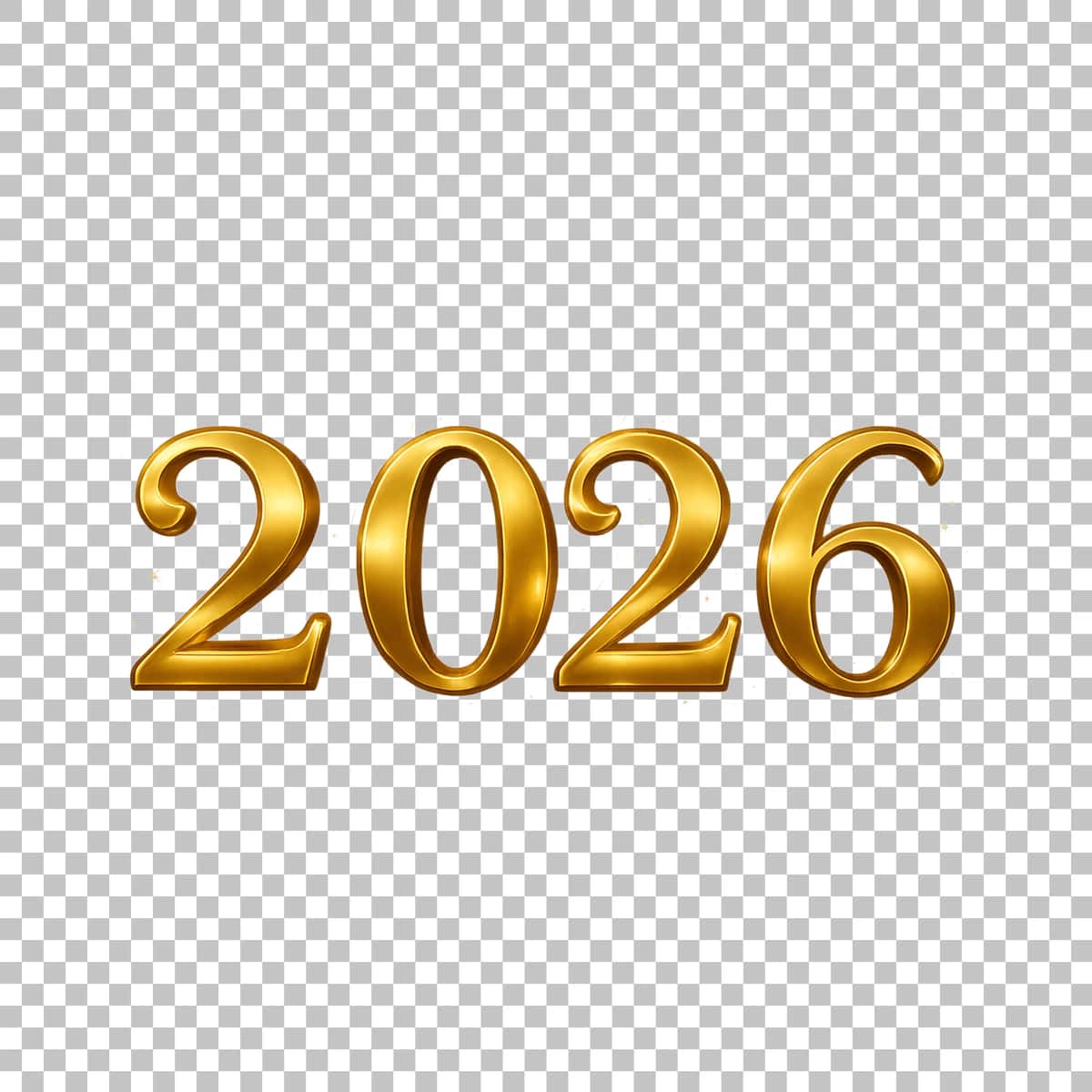 Oltin 2026 yil matni izolyatsiya qilingan shaffof fon | Golden 2026 year text isolated transparent background 1
