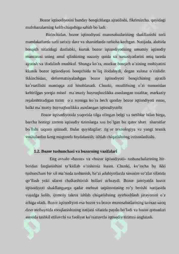 BOZOR MUNOSABATLARINI SHAKLLANTIRISHDA INFRATUZILMANING RO'LI 7