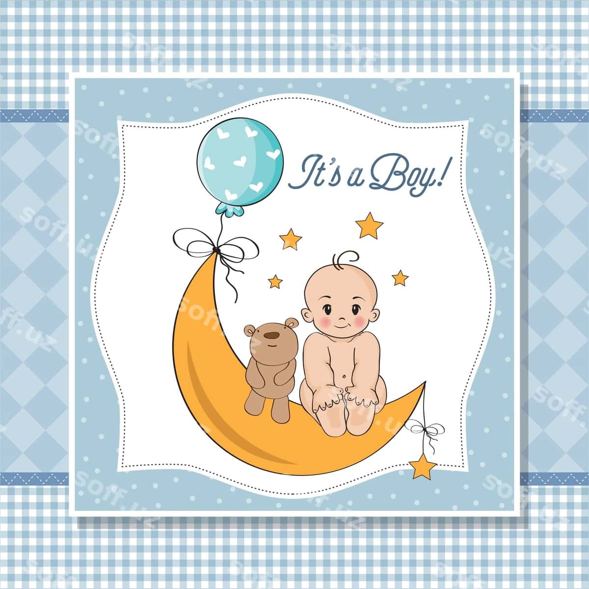 Kichik bolalar uchun karta | Baby boy shower card 1