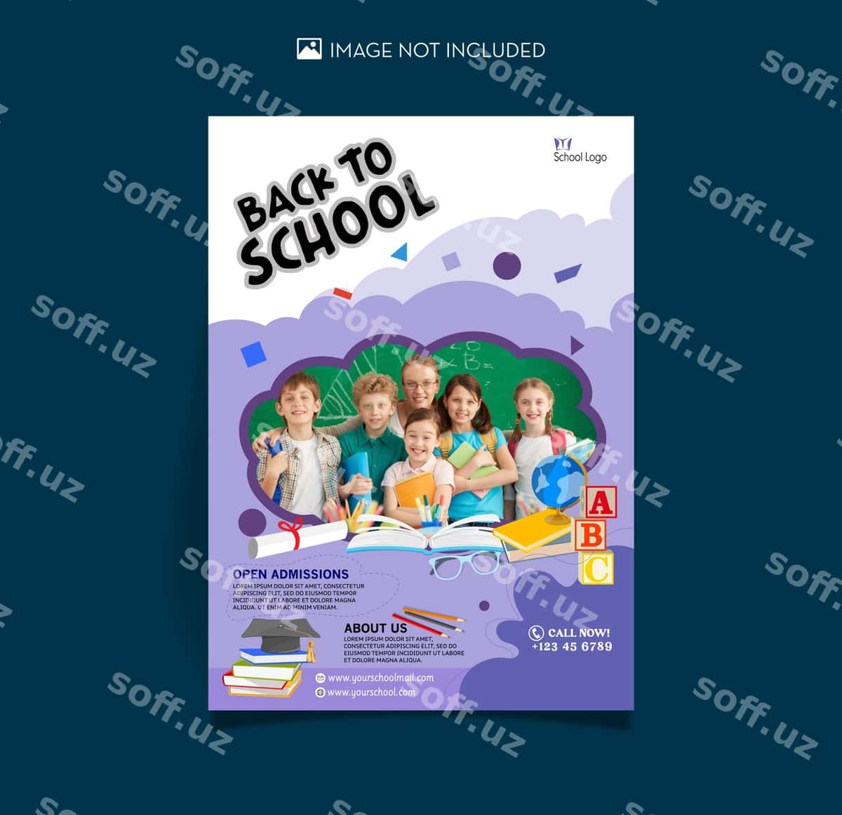 Maktabga qaytish vertikal flyer shabloni | Back school vertical flyer template 1