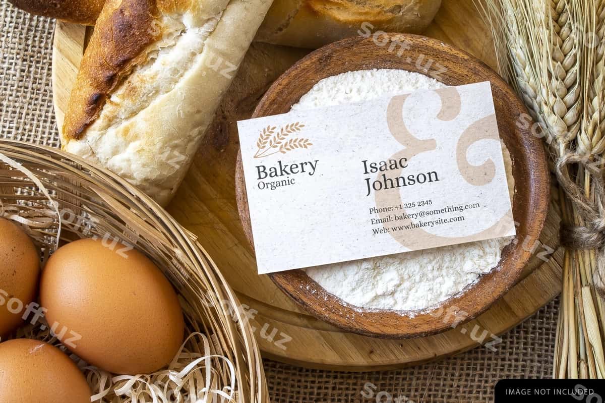 Pechenyachi biznes karta namunasi | Bakery business card mockup 1