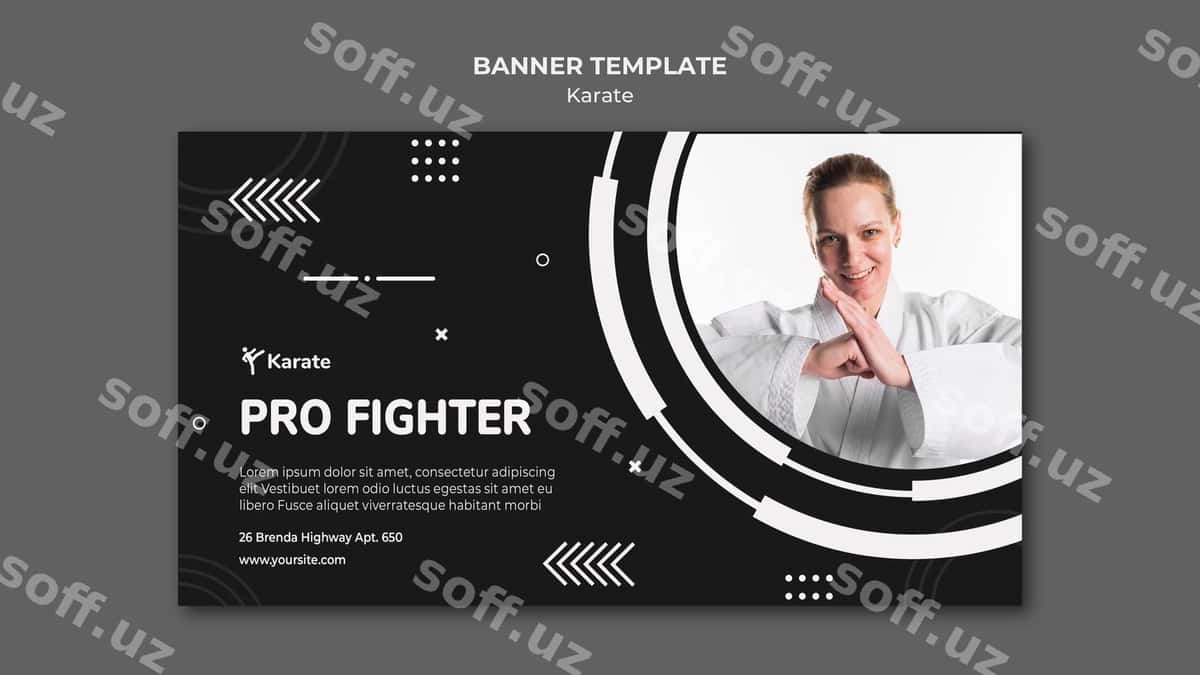 Baner karate sinfi promo shabloni | Banner karate class promo template 1