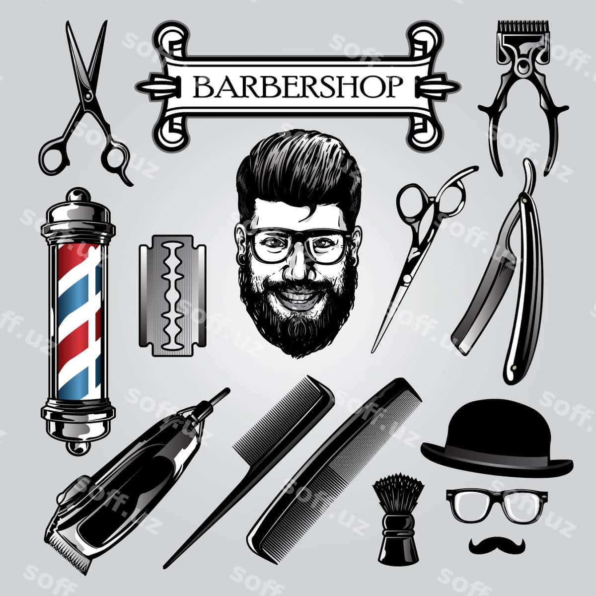 Soch qisqich asboblari komplekti | Barber tools set 1