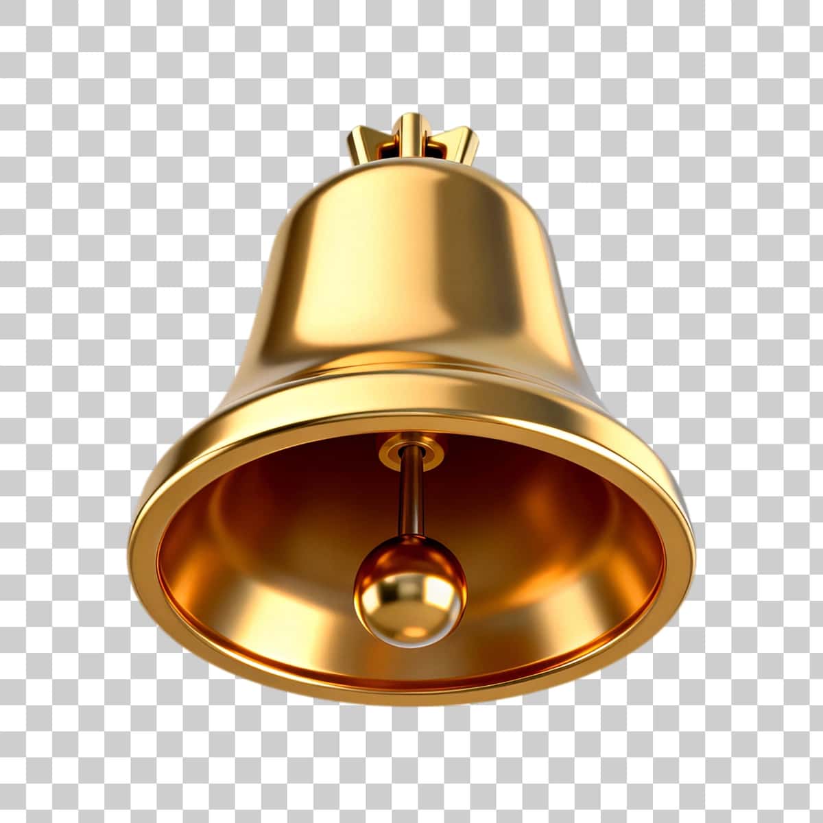 Shaffof fonli oltin qo'ng'iroq | Golden bell with clapper transparent background 1