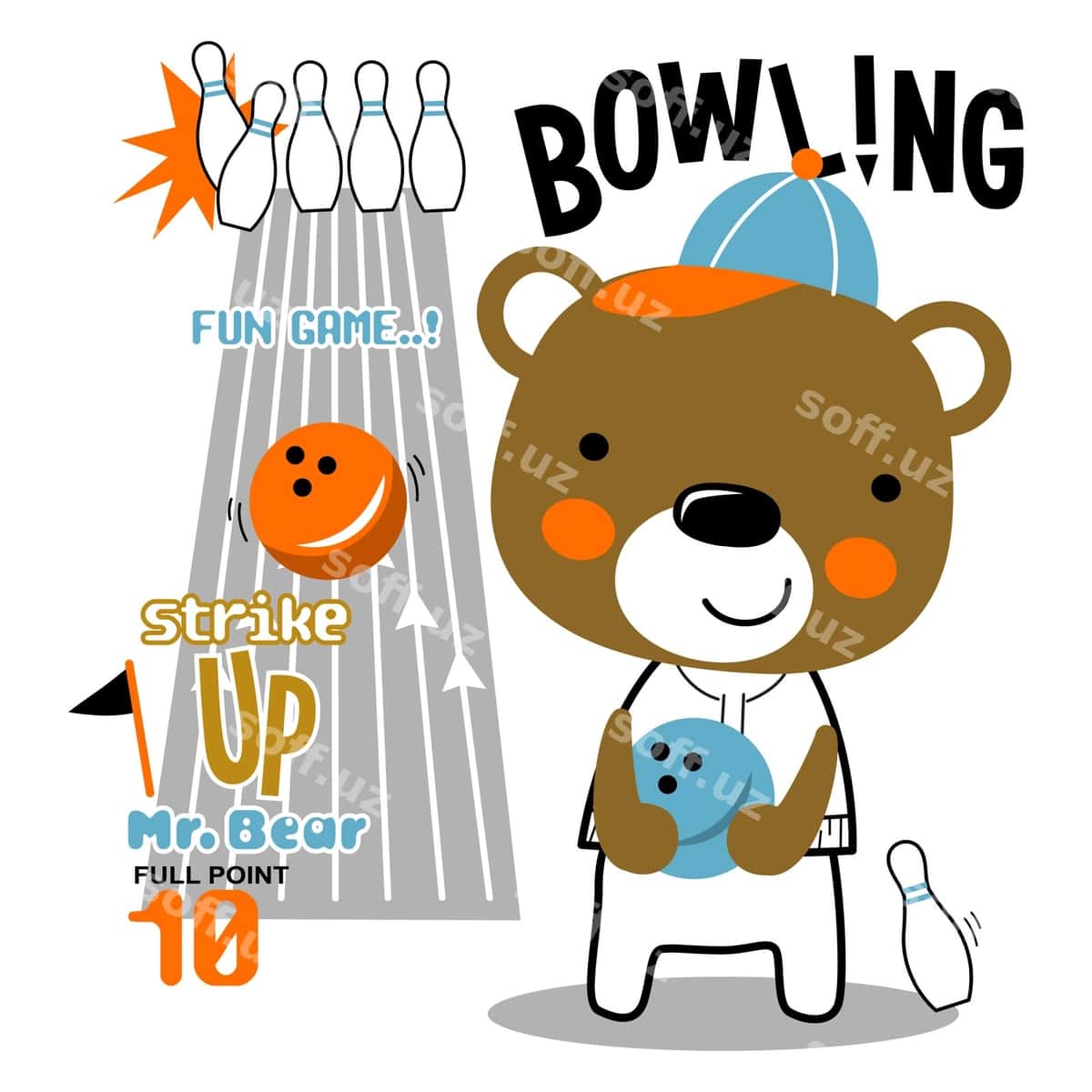 Ayiq boylash o'yinini oyniyapti gulbishik hayvon karikaturası | Bear playing bowling funny animal cartoon 1
