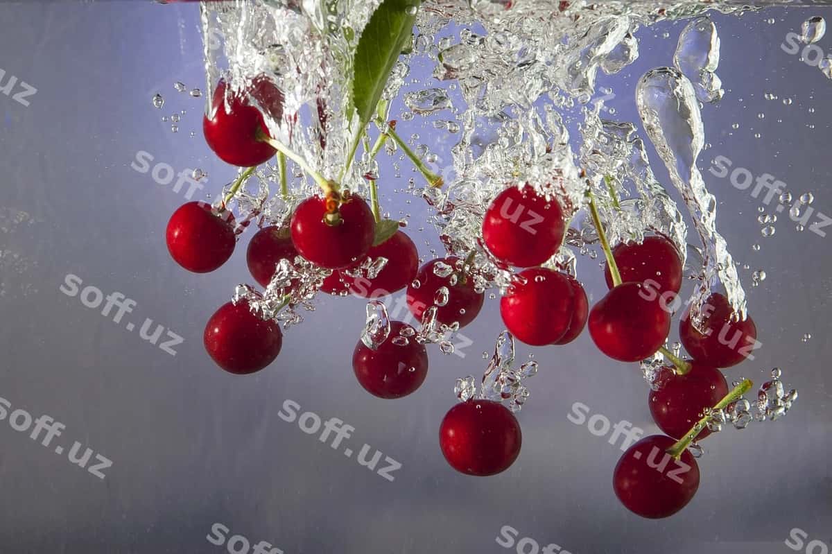 Chiroyli o'rga boringlar suwdagi havo qabiqchalari | Beautiful ripe berries water air bubbles 1