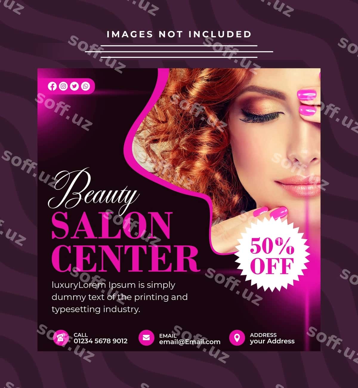 Shirinlik salonu flyer kvadrat shabloni | Beauty salon flyer square template 1