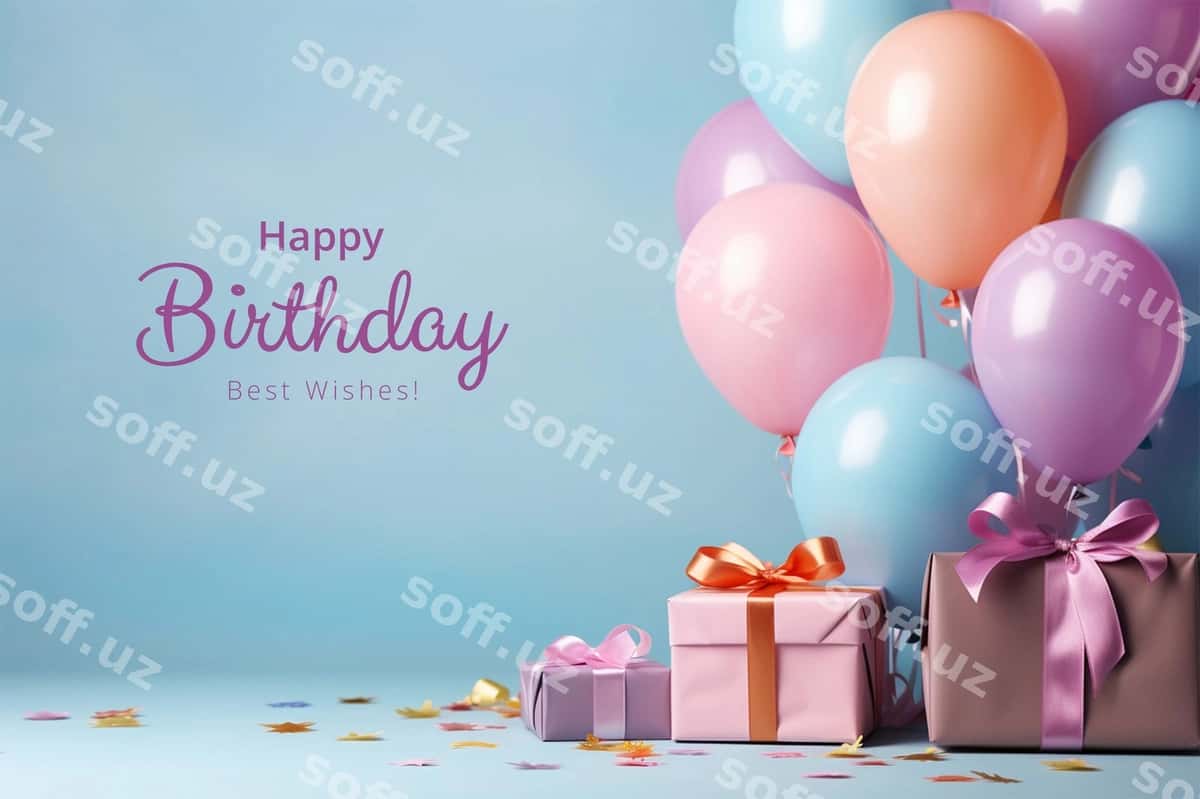 Tug'ilgan kun orqa fonda sharqillar va sovg'alar | Birthday background with balloons gifts 1