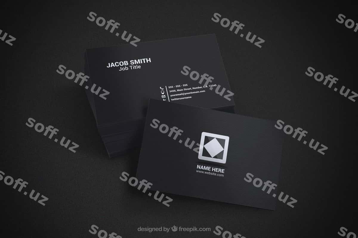 Qora biznes kartochkalar mockup | Black business cards mockup 1