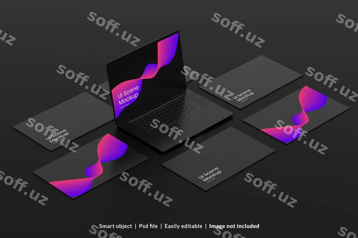 Qora ko'plab qurilmalar moslashuvchan namunalar | Black multi devices responsive mockups 1