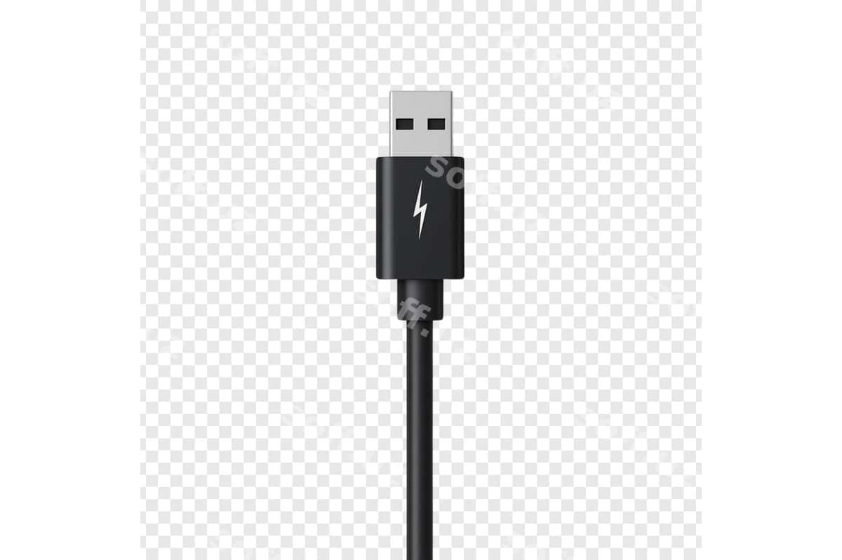 Qora usb kabel chirg'li ikon bilan | Black usb cable with lightning icon 1