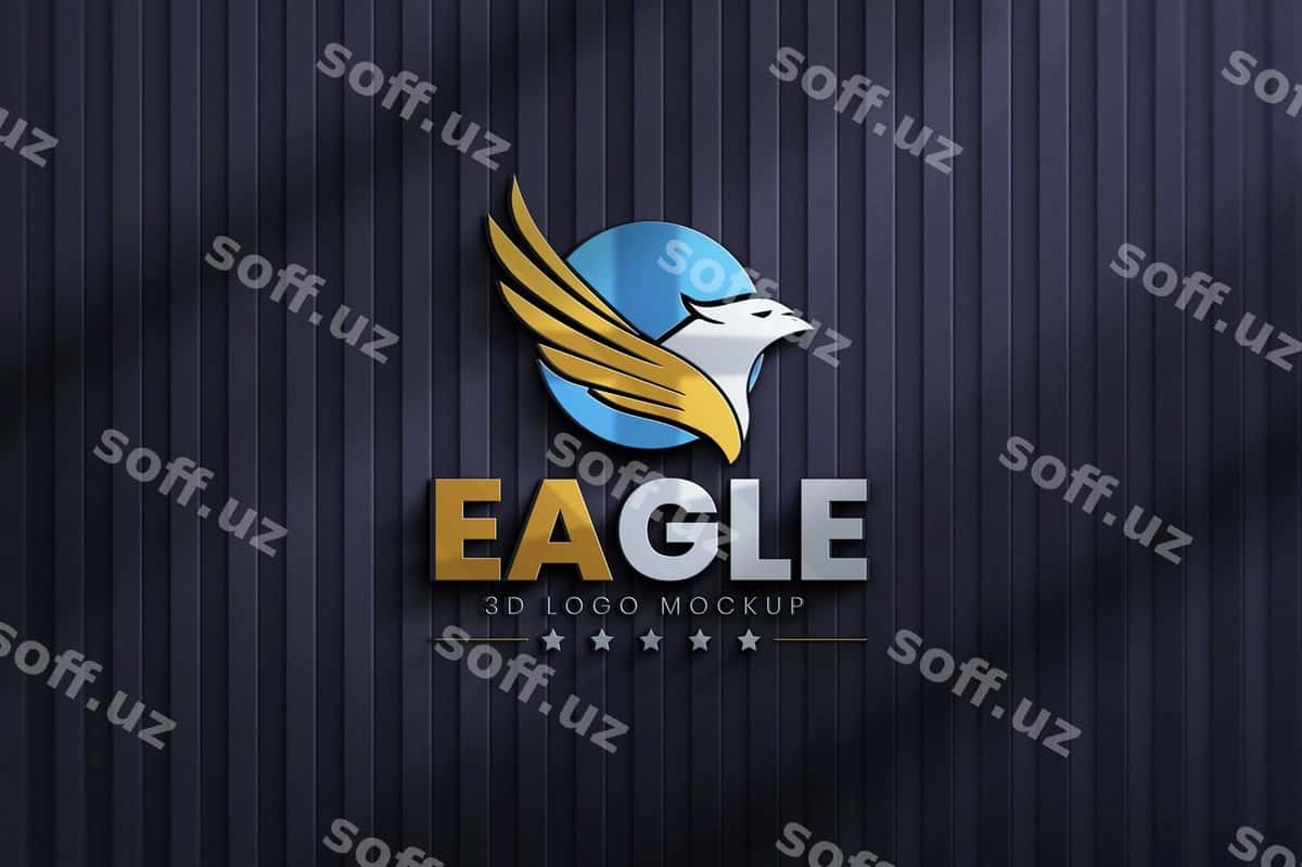 Qora devor 3d logotip shabloni | Black wall 3d logo mockup template 1