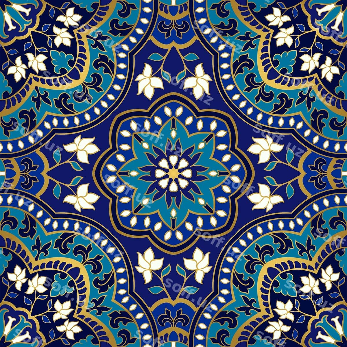 Ko'k gulli naqsh | Blue floral pattern 1