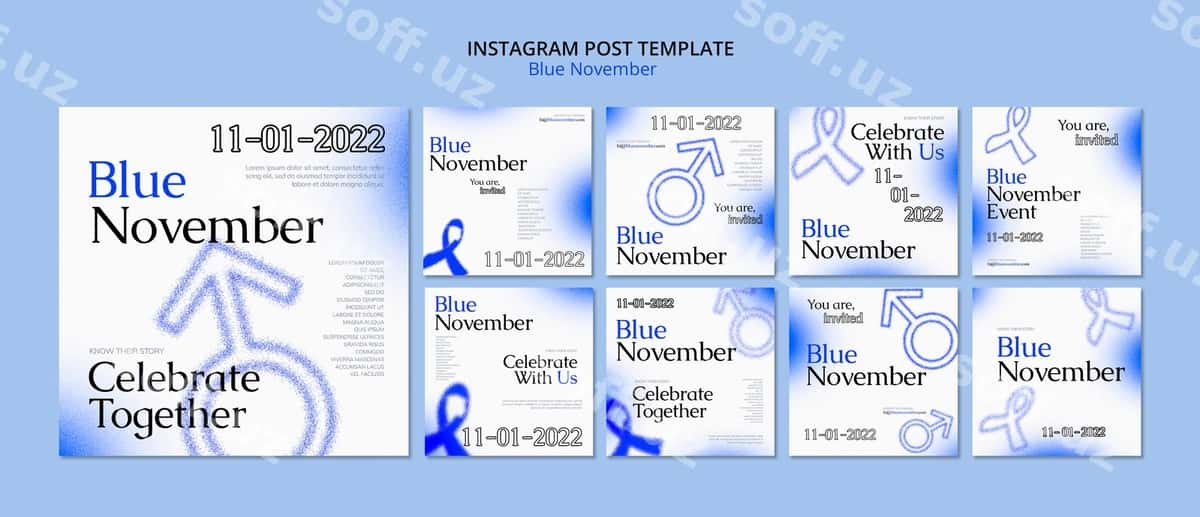 Ko'k Noyabr bilimli bo'lish Instagram posti | Blue november awareness instagram post 1